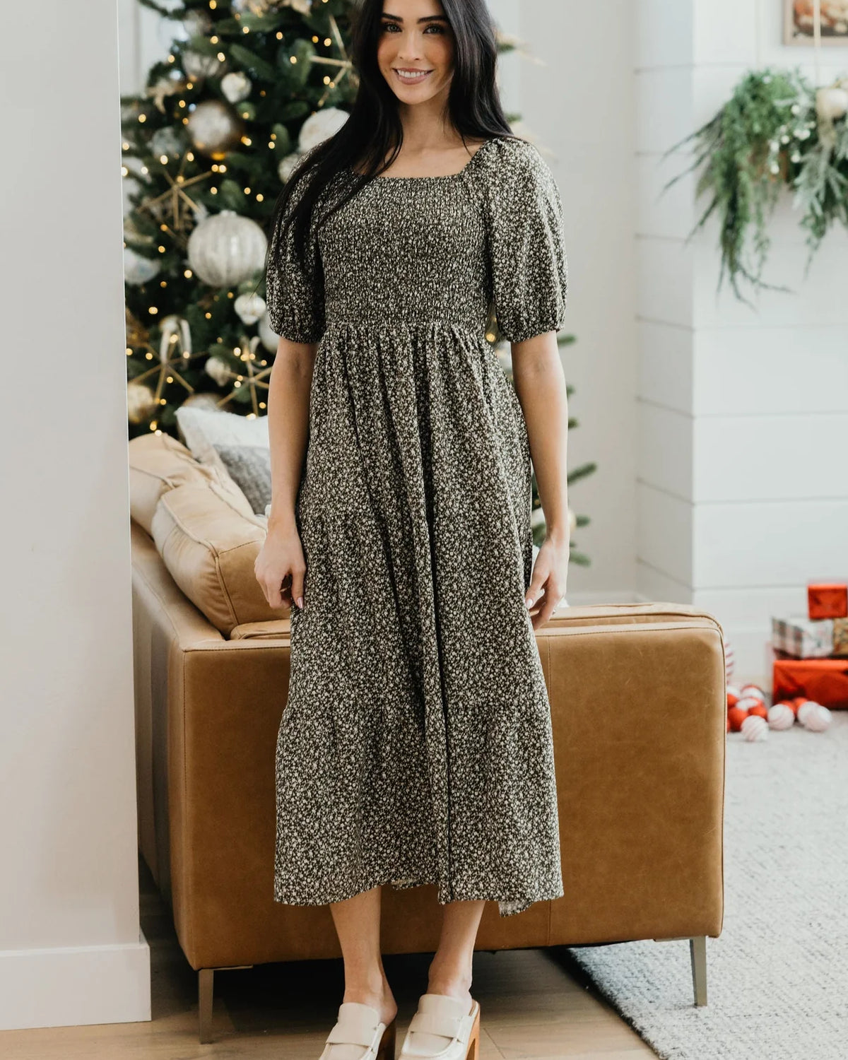 Indigo Dress in Soft Moss Midi Dress Mikarose- Tilden Co.