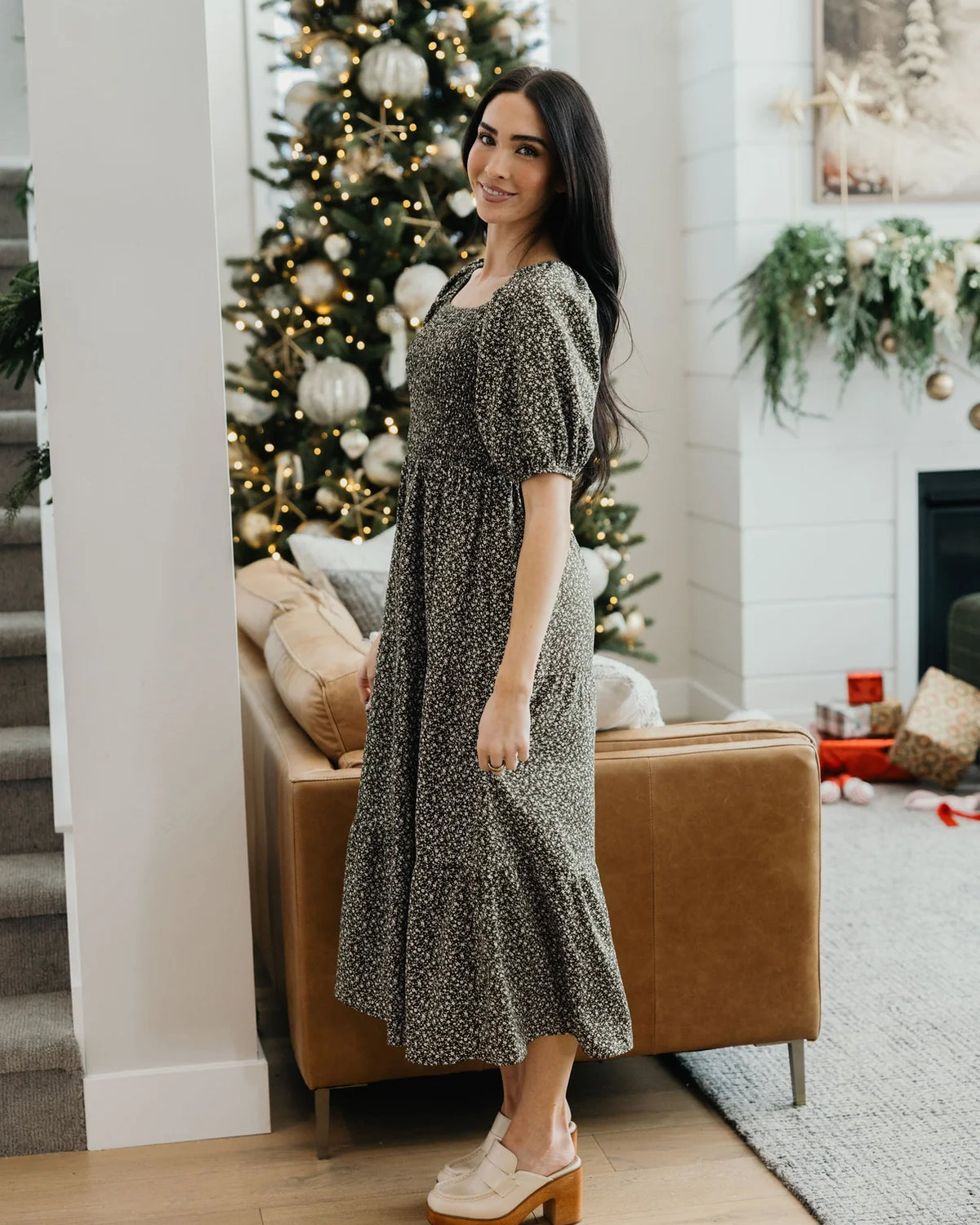 Indigo Dress in Soft Moss Midi Dress Mikarose- Tilden Co.