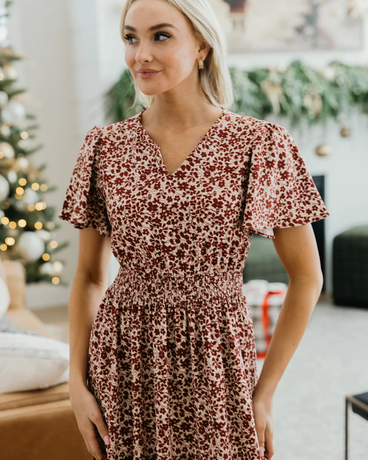 Eden Dress in Yuletide Bloom Maxi Dress Mikarose- Tilden Co.