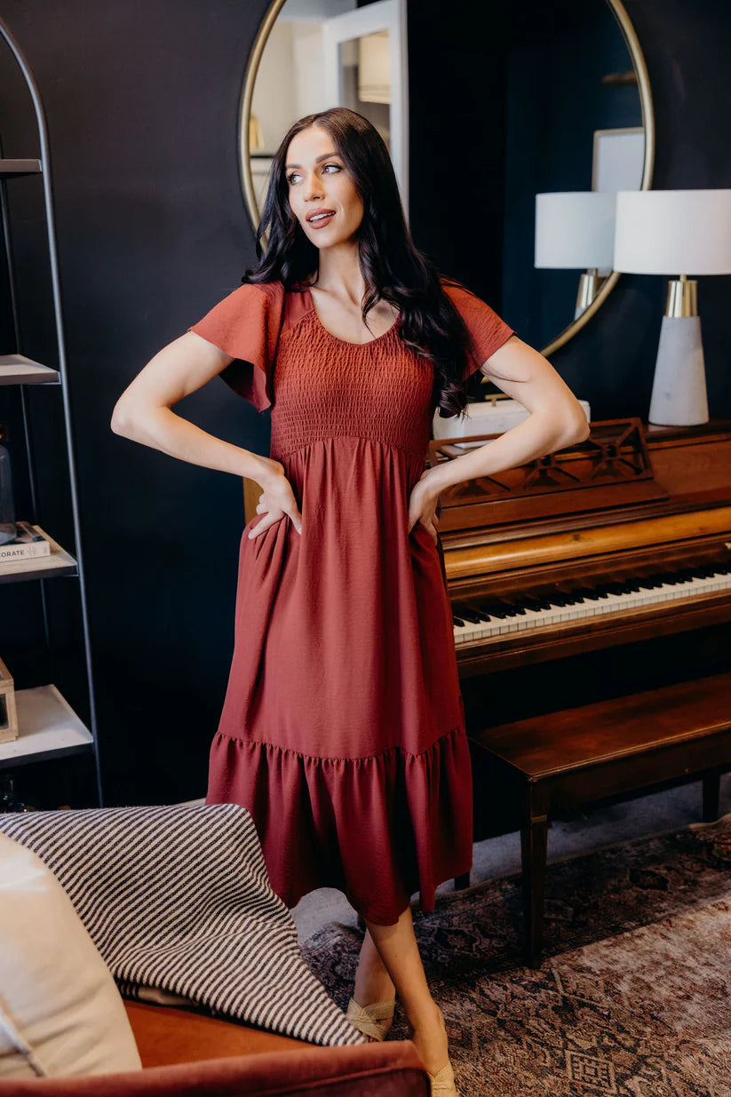 The Kendall Dress in Tandoori Spice Shirts & Tops Mikarose- Tilden Co.