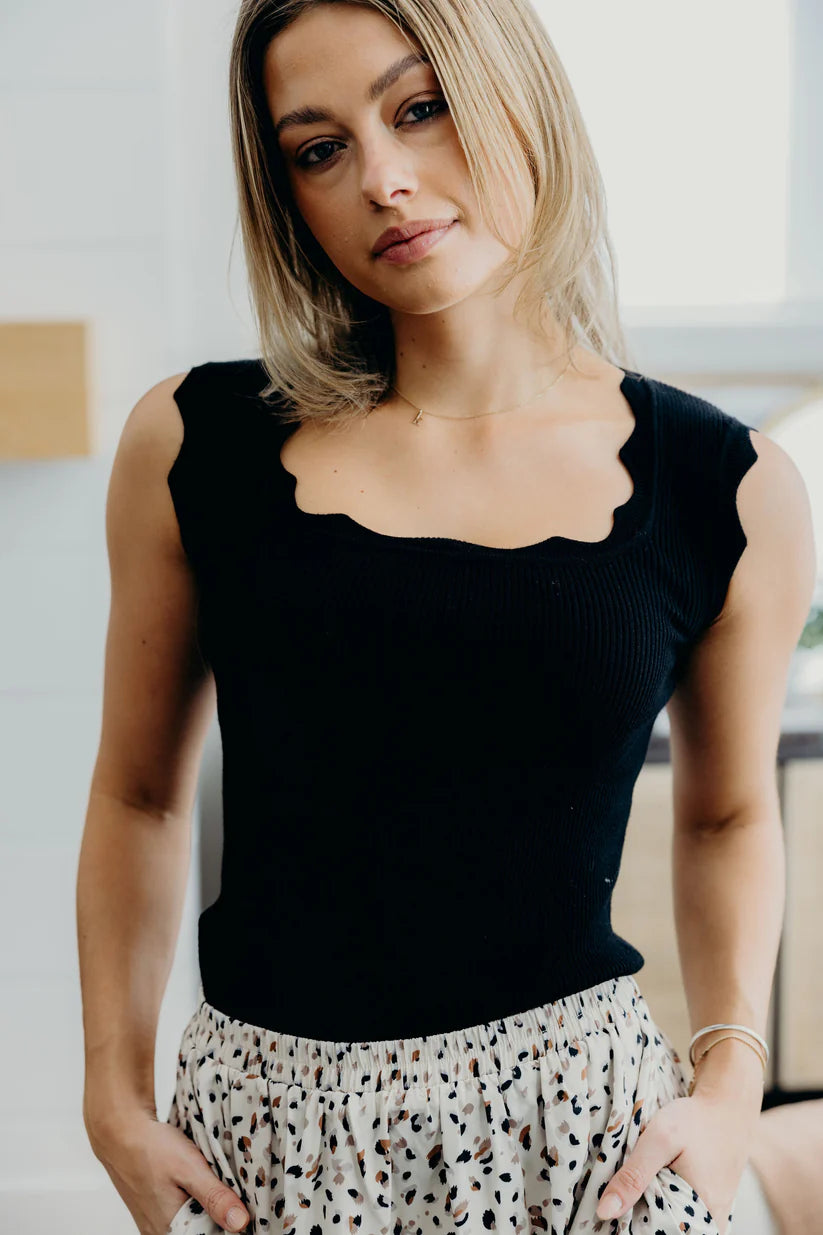 Sweater Tank in Black Cardigan Mikarose- Tilden Co.