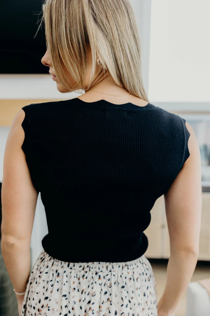 Sweater Tank in Black Cardigan Mikarose- Tilden Co.