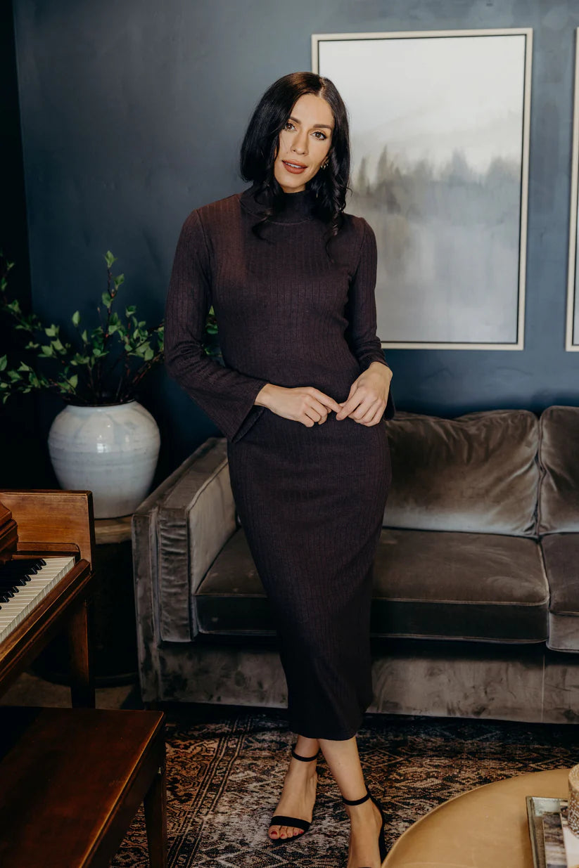 The Boston Dress in Smoky Walnut Shirts & Tops Mikarose- Tilden Co.