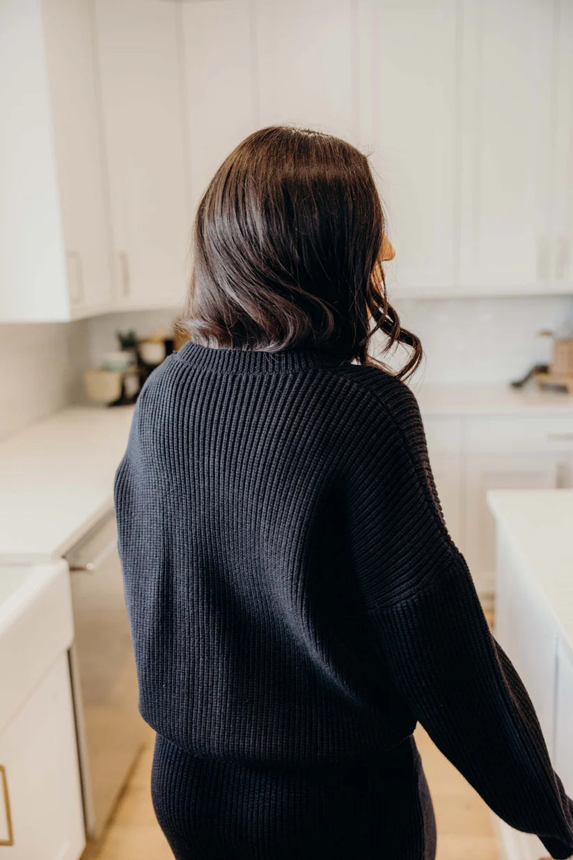 Oversized Sweater in Black Shirts & Tops Mikarose- Tilden Co.