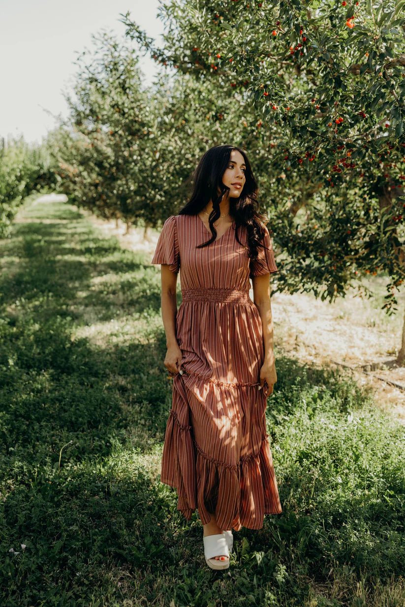 The Eden Dress in Heartstone Stripe maxi dress Mikarose- Tilden Co.