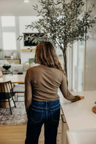 High Neck Long Sleeve Tee in Dried Sage Shirts & Tops Mikarose- Tilden Co.