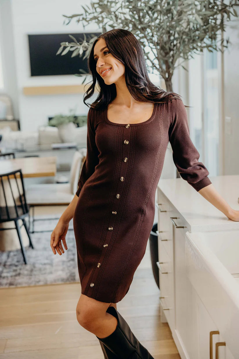 The Jodi Dress in Walnut Shirts & Tops Mikarose- Tilden Co.