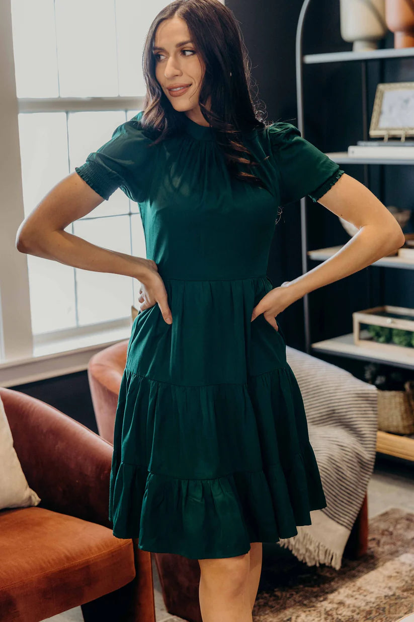 The Hollis Dress in Holiday Green Dress Mikarose- Tilden Co.