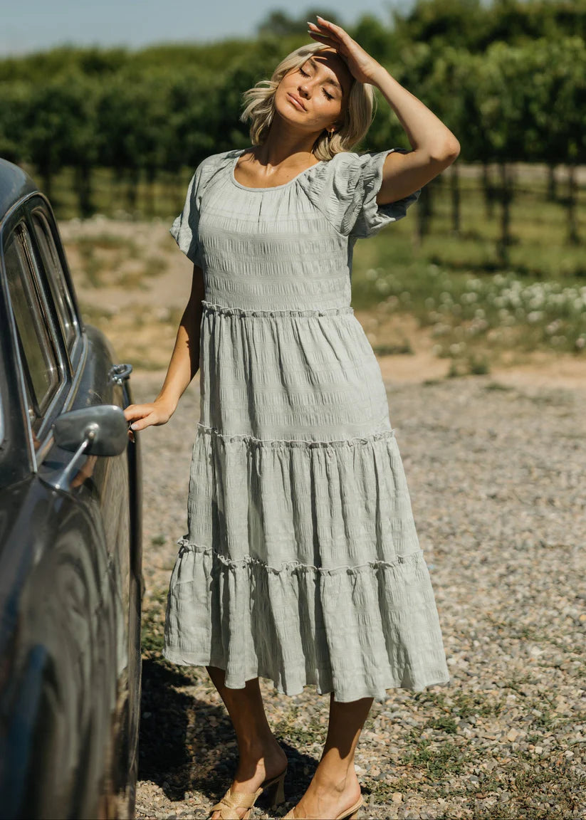 Serena Dress in Mint Julep Midi Dress Mikarose- Tilden Co.