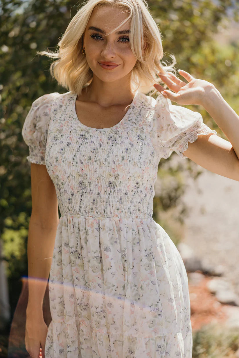 McCall Dress in Pressed Florals Midi Dress Mikarose- Tilden Co.