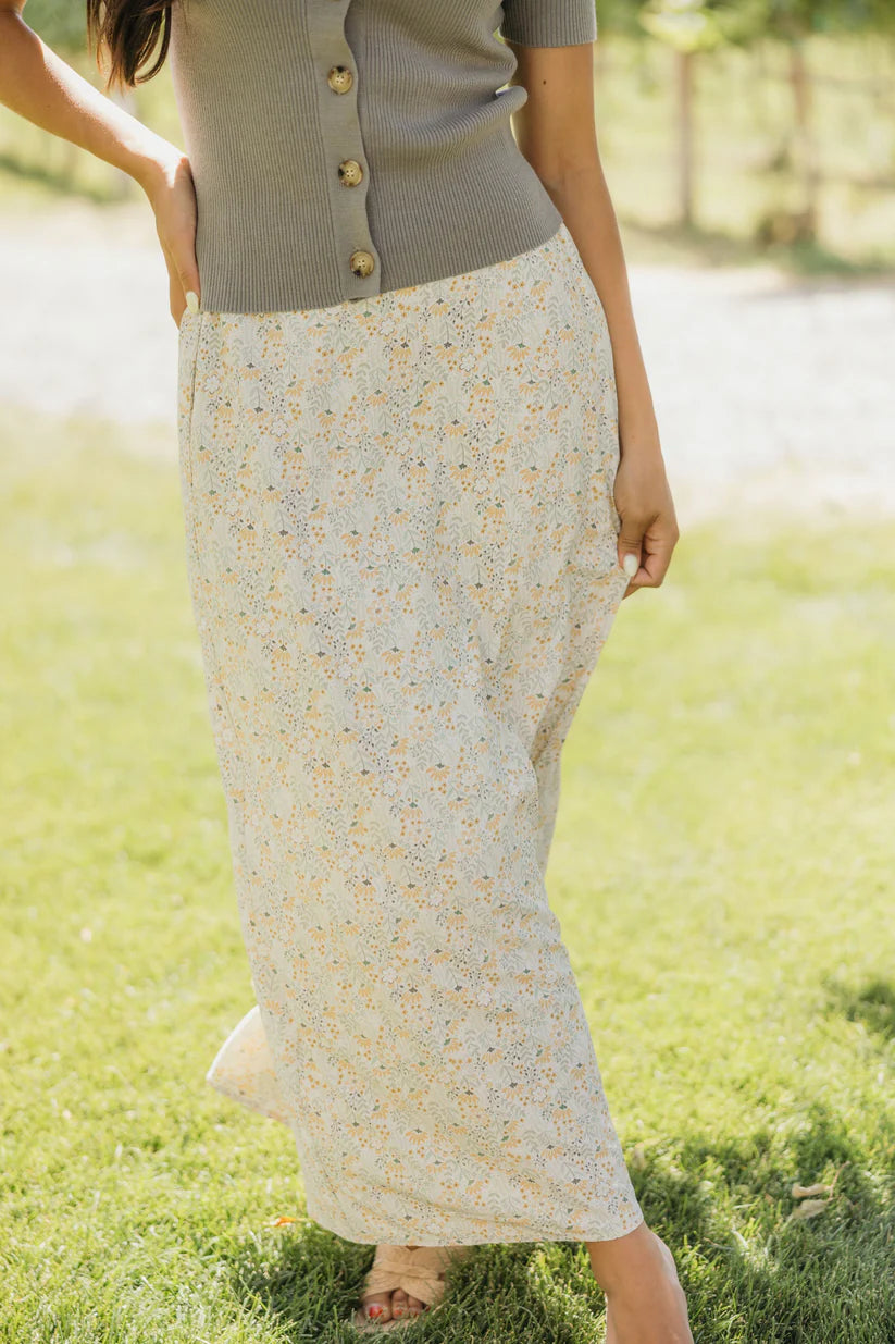 Slip Skirt in Lemonleaf Midi Skirt Mikarose- Tilden Co.