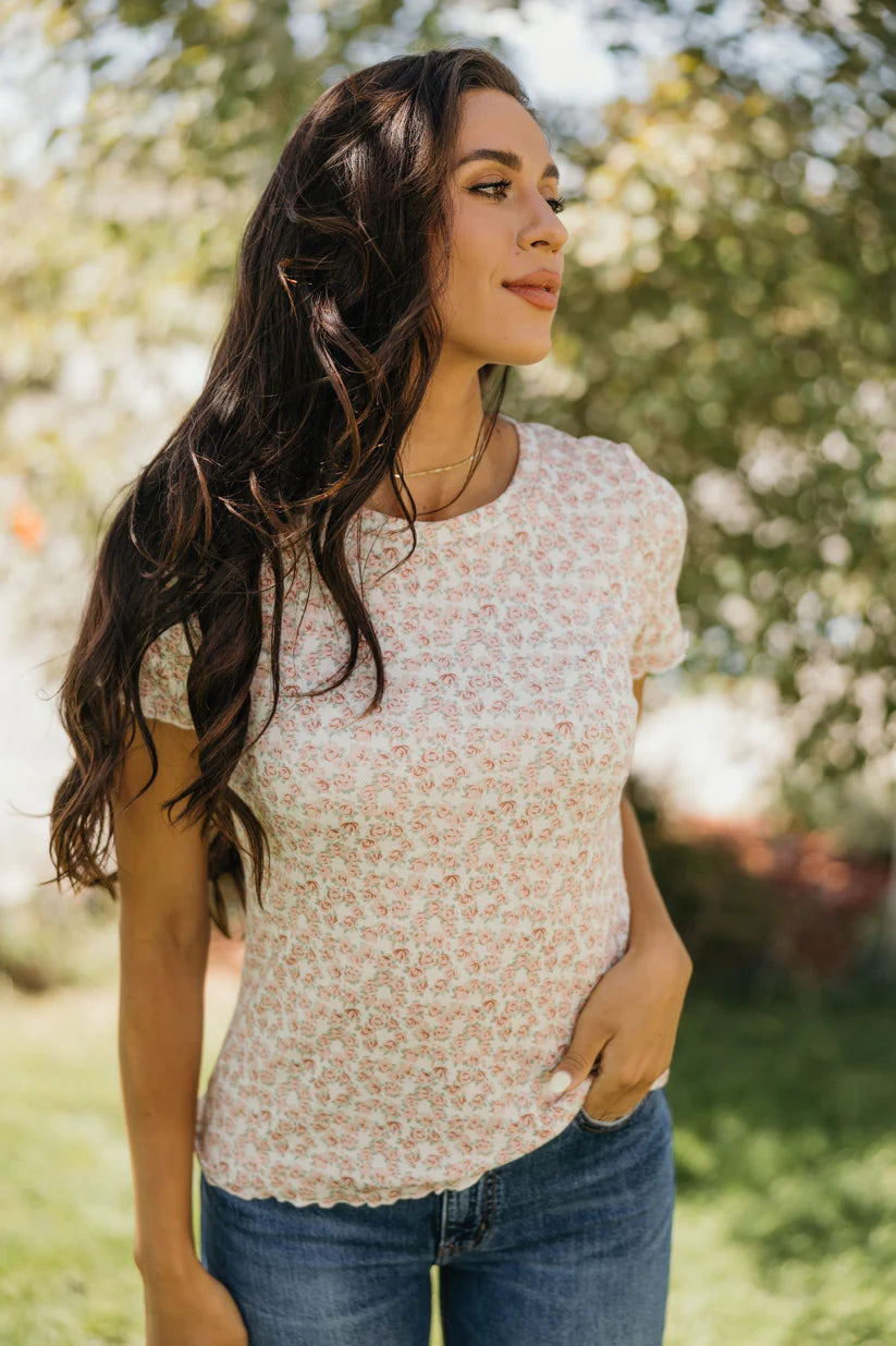 Lettuce Edge Tee in Blush Carnation Tees Mikarose- Tilden Co.