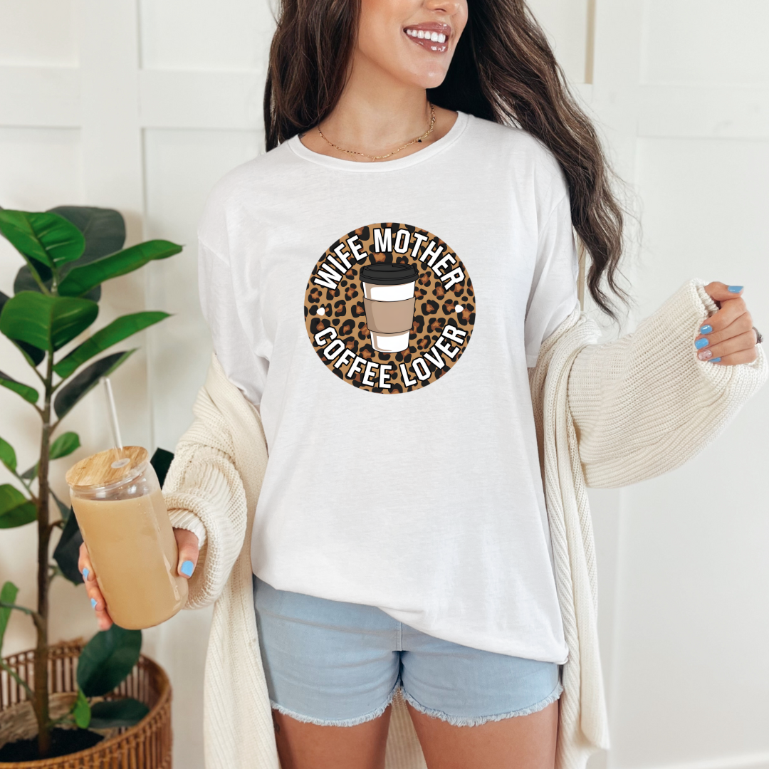 Wife Mother Coffee Lover Graphic Tee Womens Ave Shops- Tilden Co.