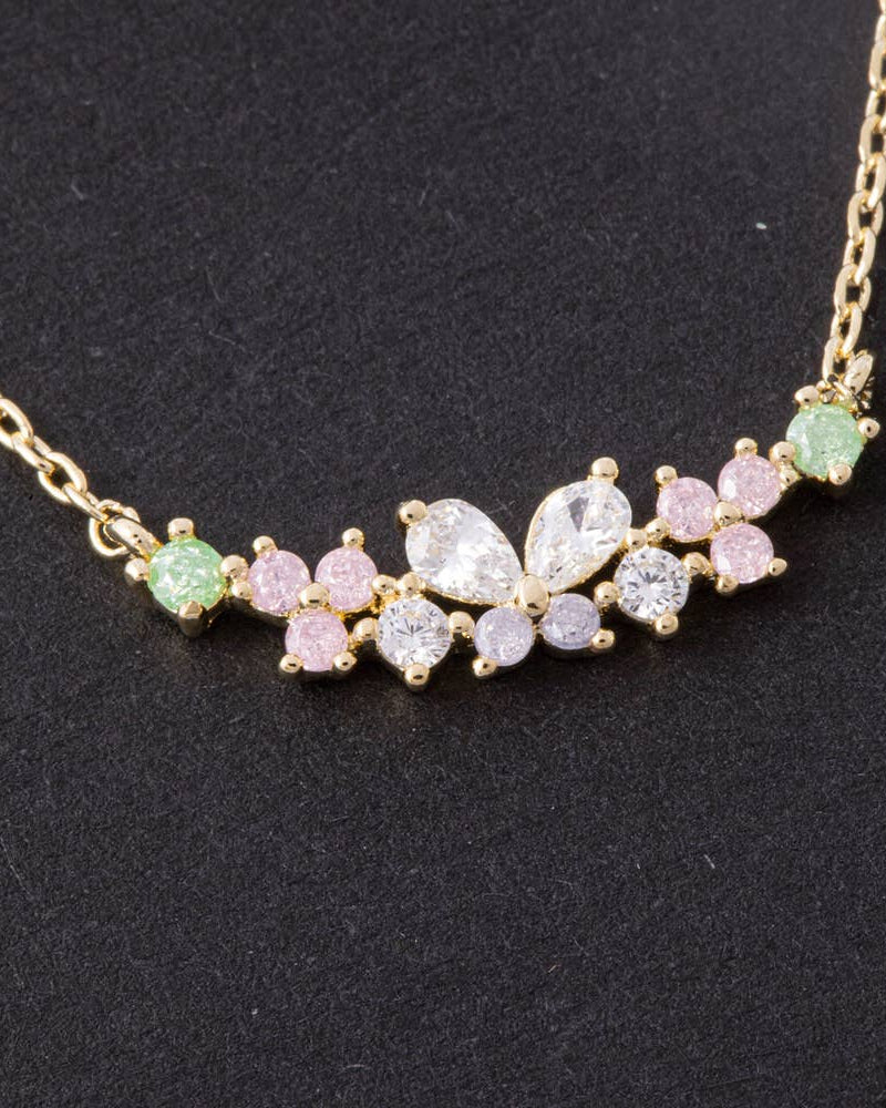 Butterfly Cluster Bar Necklace Necklace Fame Accessories- Tilden Co.