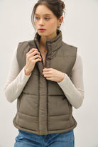Suede-Like Puffer Vest Olive / Small Olive Small Be Cool- Tilden Co.