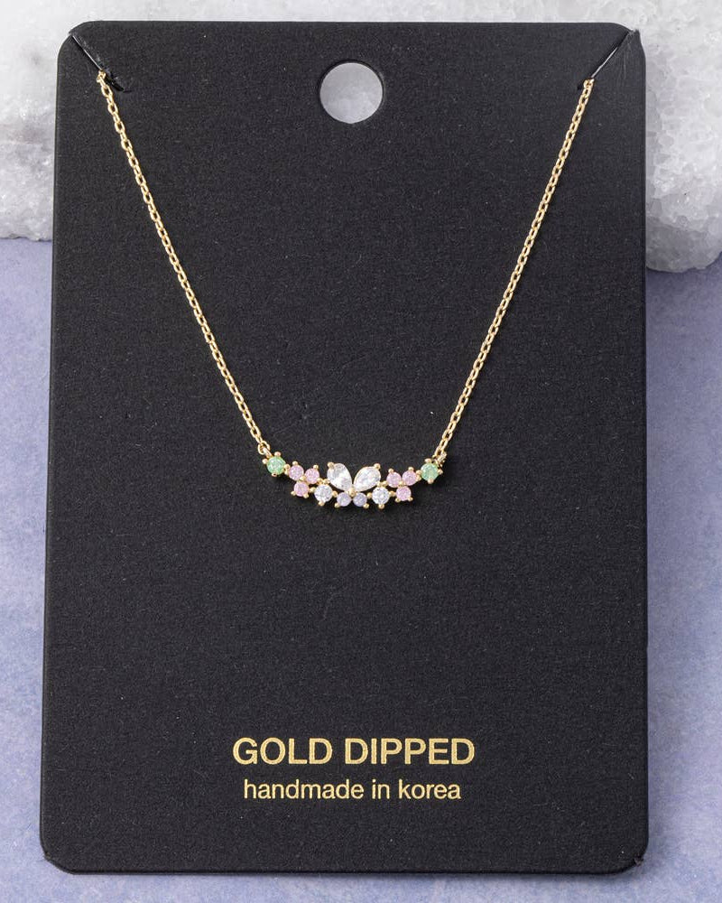 Butterfly Cluster Bar Necklace Necklace Fame Accessories- Tilden Co.