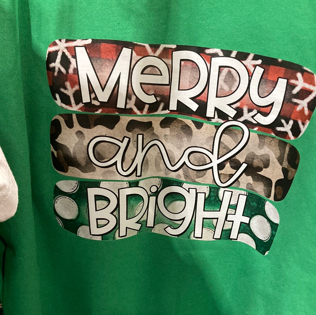 Merry and Bright Crewneck Sweatshirt in Green     Daydreamer Creations- Tilden Co.