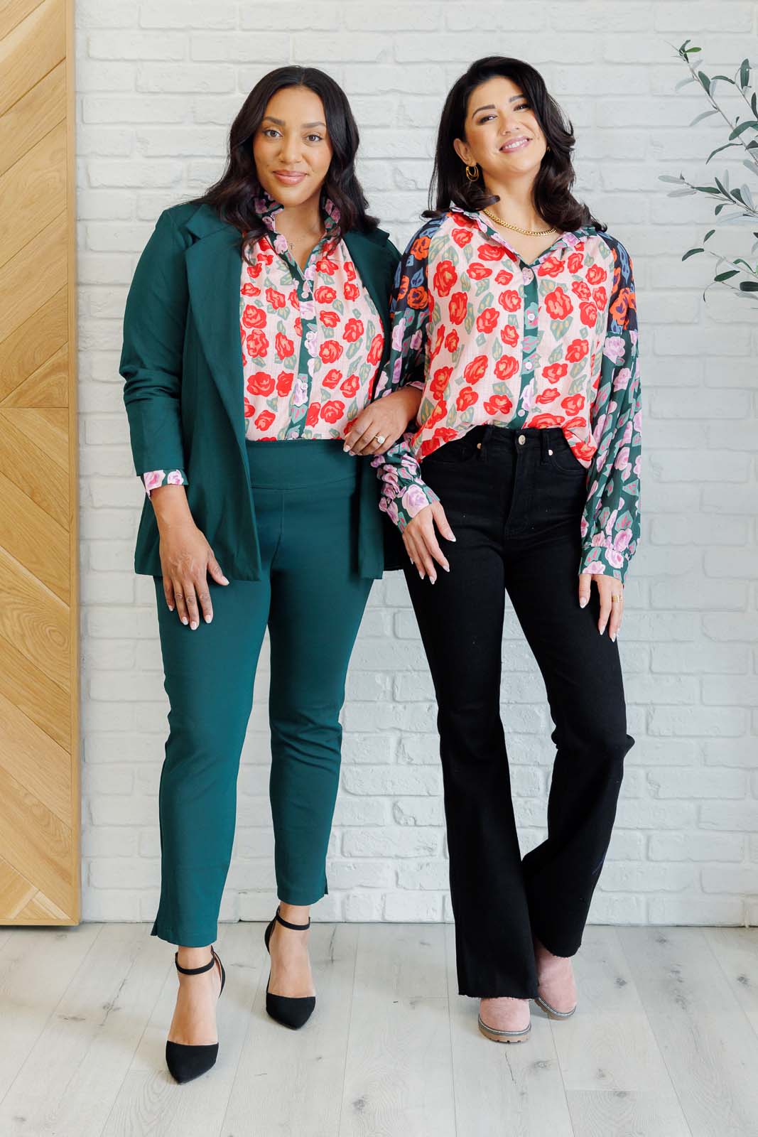 Presupposed Ideas Mixed Print Button Up Blouse Blouses Ave Shops- Tilden Co.