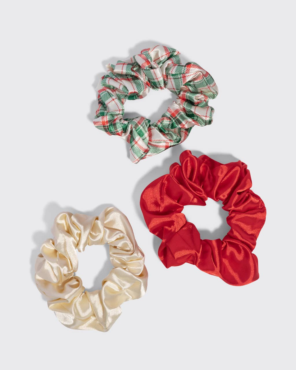 Holiday Scrunchies 3pc Set- Multi-color Hair Accessory KITSCH- Tilden Co.