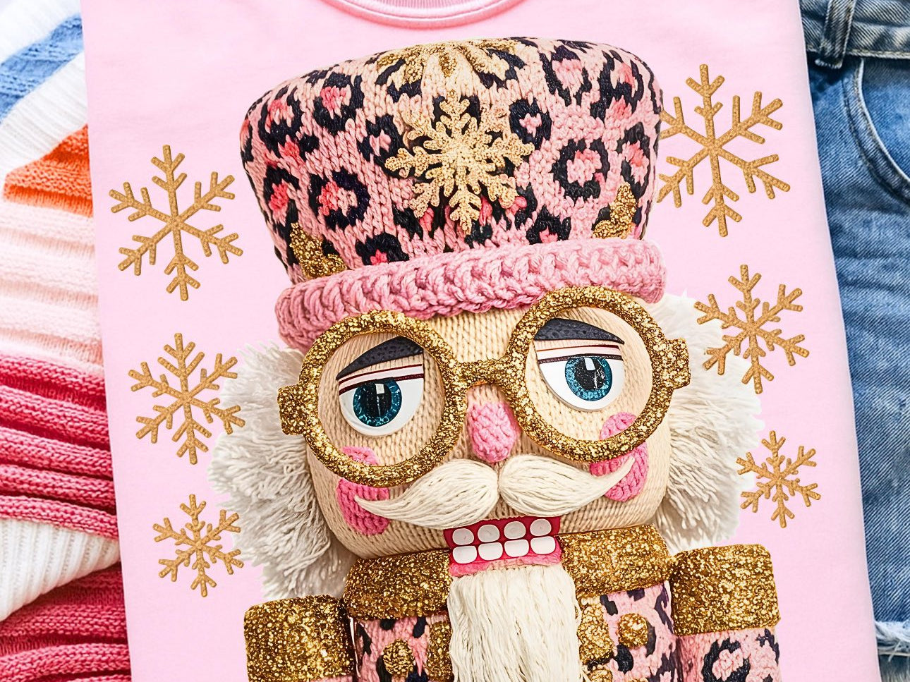 Pink Leopard Nutcracker Graphic Tee and Sweatshirt Womens Ave Shops- Tilden Co.