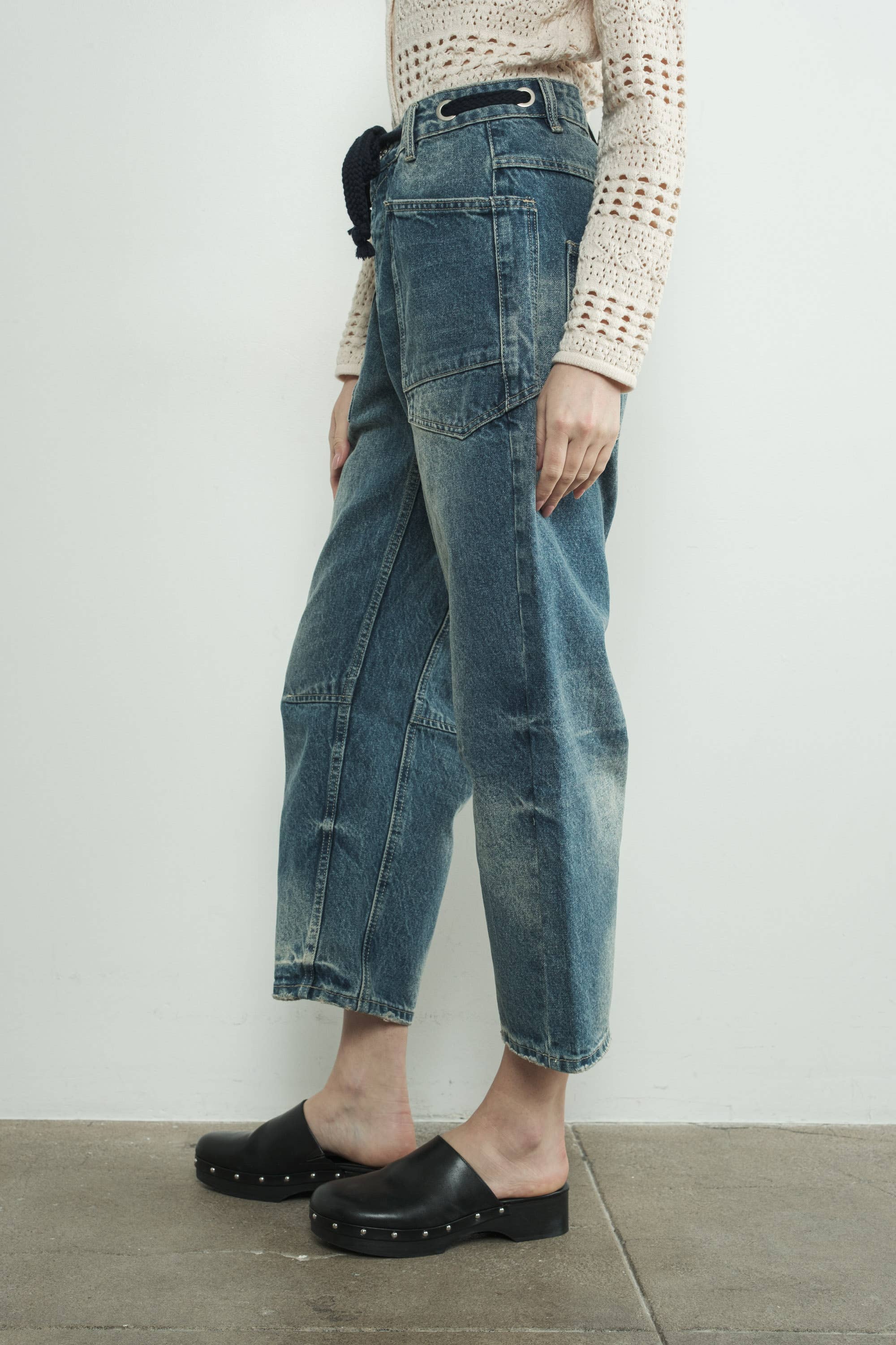 Corded Barrel Denim in Med. Wash Jeans Aaron & Amber- Tilden Co.