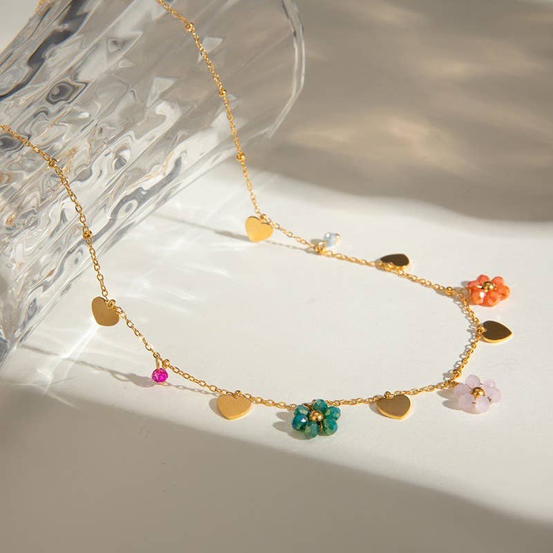 18K Stainless Steel Seedbead Necklace JOSSLYN by wall to wall- Tilden Co.