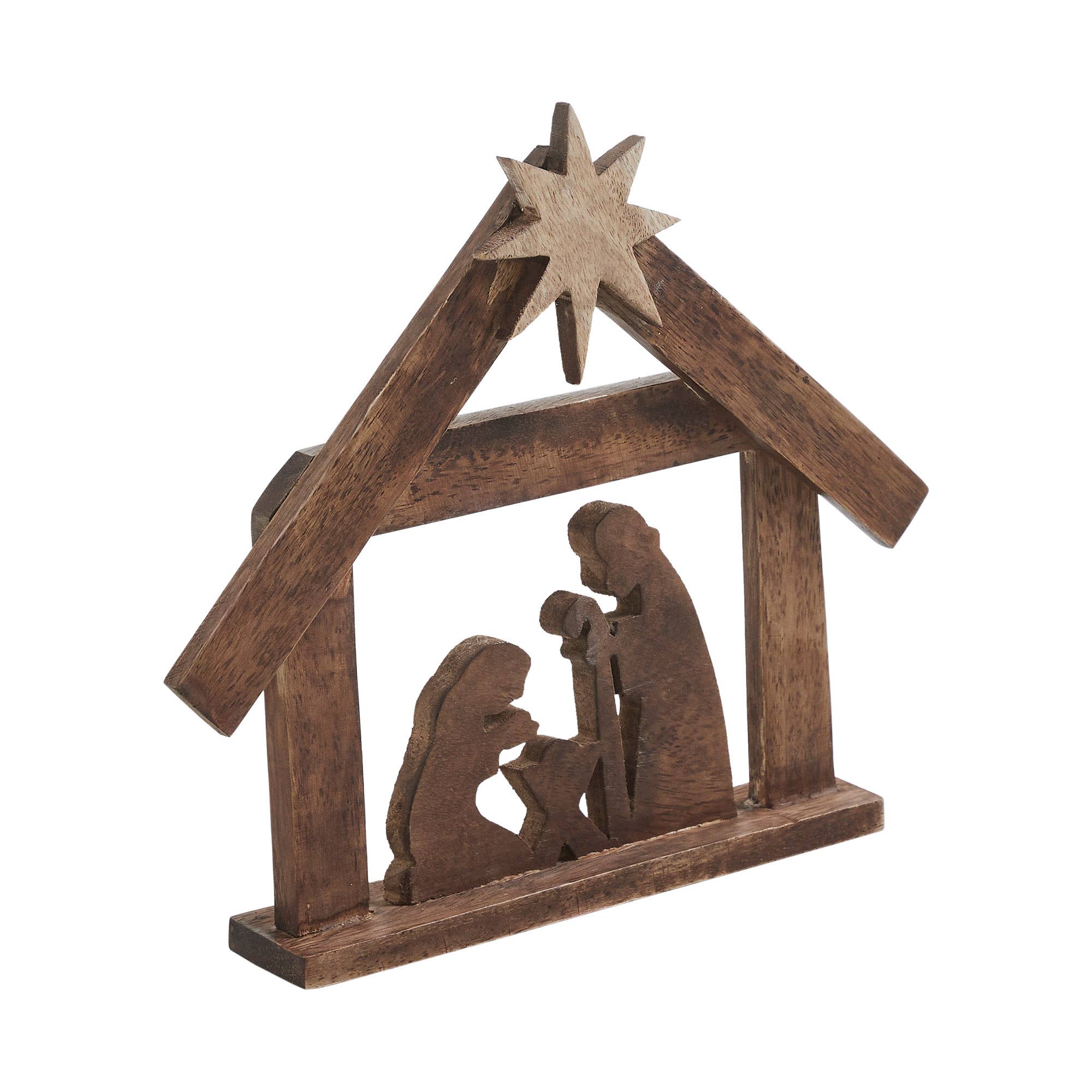 A Savior is Born Dark Wooden Nativity Scene 8.5x10x1.5 VHC Brands- Tilden Co.
