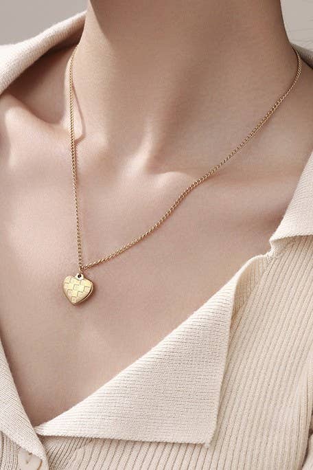 18K Stainless Steel Checker Necklace JOSSLYN by wall to wall- Tilden Co.