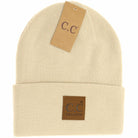 Unisex Classic Oversized Logo CC Beanie Beige Beige  beanie C.C Beanie- Tilden Co.