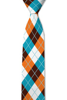 Augusta - White, Orange, and Blue Plaid Tie necktie Tough Apparel- Tilden Co.