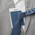 Remington Two-Tone Slate Blue Solid Front & Blue Floral Tail Tie necktie Tie Mood- Tilden Co.