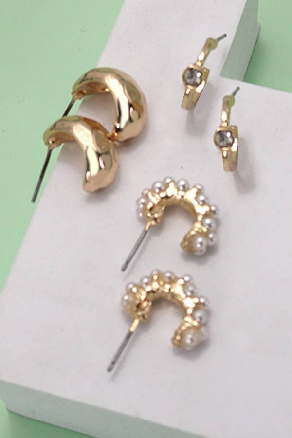 TRIO HUGGIE HOOP EARRINGS | 80E3935 JOSSLYN by wall to wall- Tilden Co.