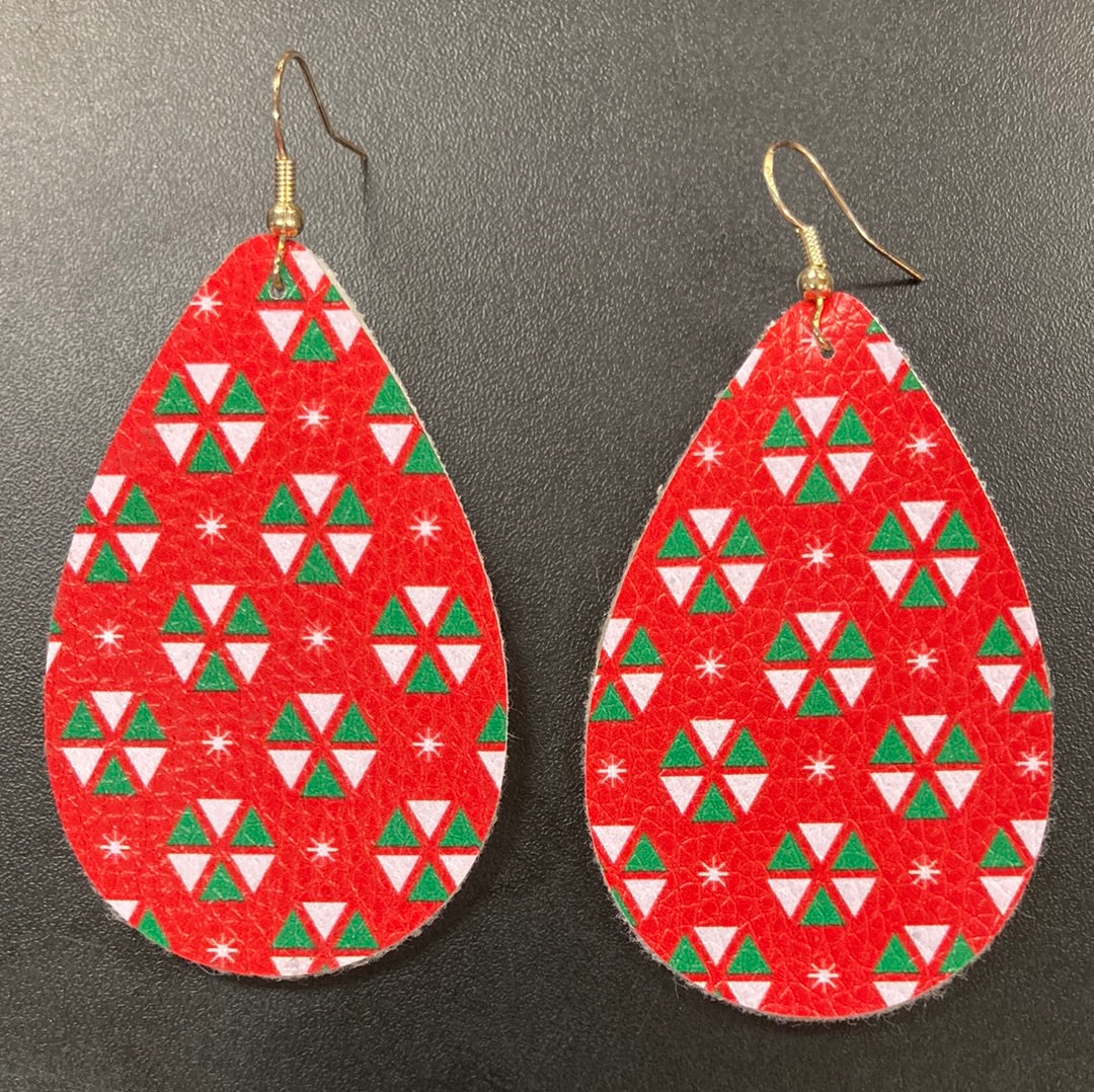 Red Holiday Faux Leather Earrings Daydreamer Creations- Tilden Co.