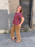 Donna Short Sleeve Floral Print Peplum Style Blouse Blouse Downeast- Tilden Co.