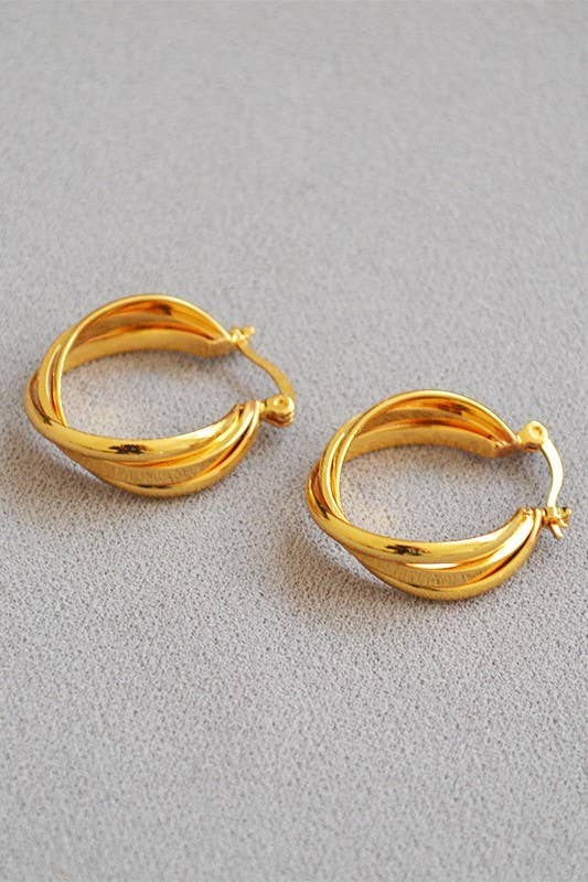 18K Stainless Steel Huggie Hoops GOLD GOLD JOSSLYN by wall to wall- Tilden Co.