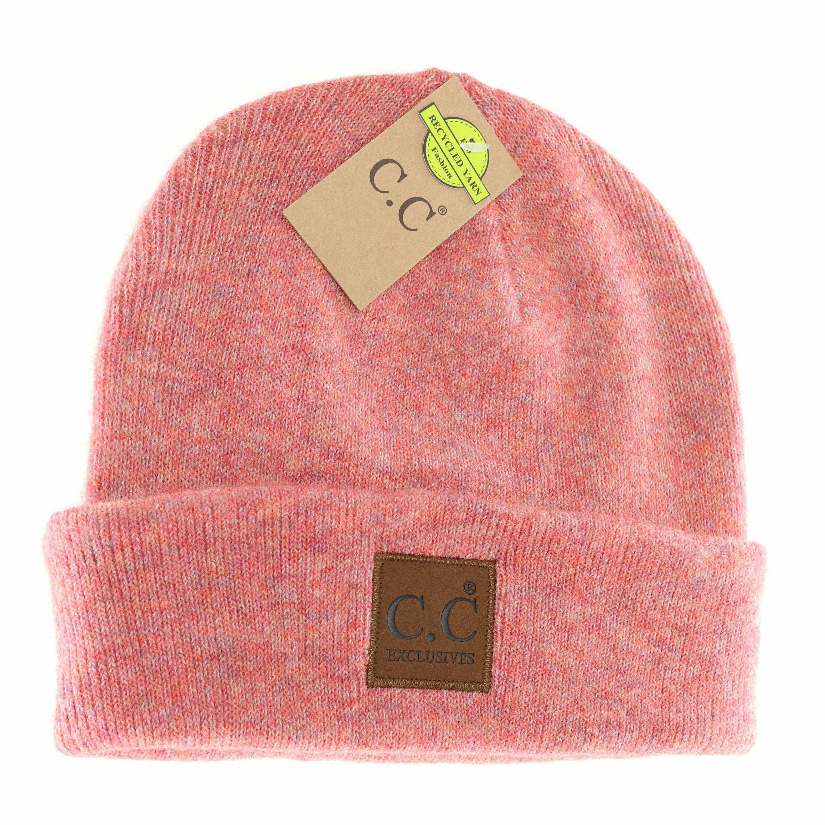 Unisex Soft Ribbed Leather Patch C.C. Beanie    beanie C.C Beanie- Tilden Co.