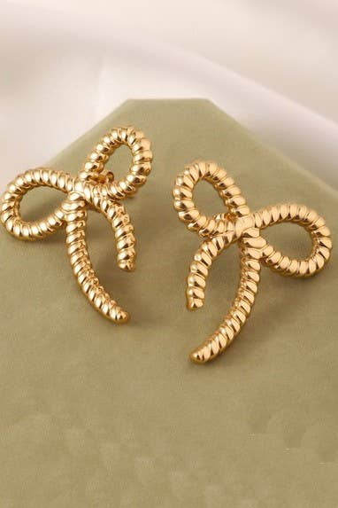 18K Stainless Steel Bow Stud Earrings JOSSLYN by wall to wall- Tilden Co.