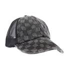 Olive Checkered Mesh Criss Cross High Pony C.C Ball Cap C.C Beanie- Tilden Co.