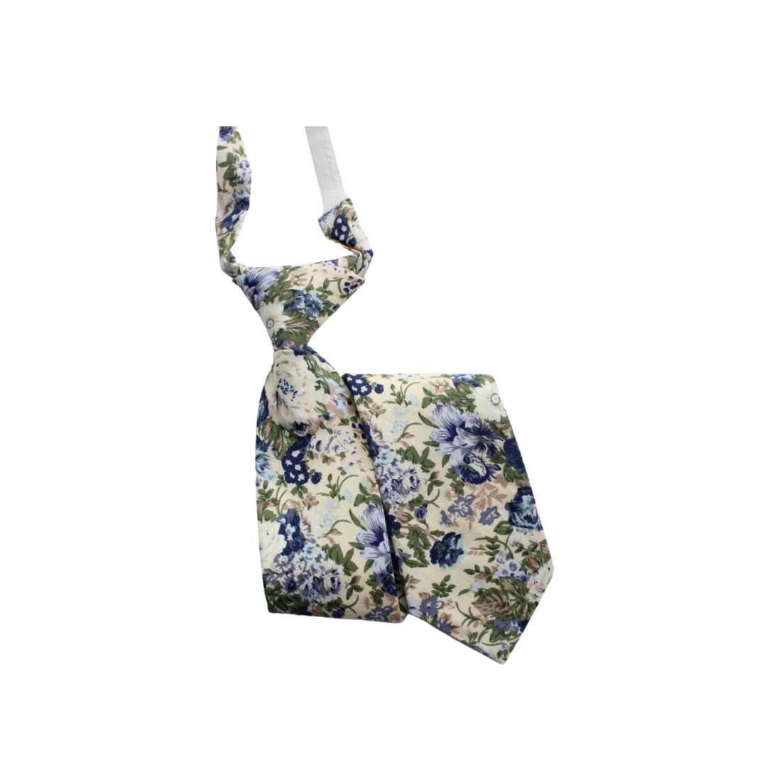 Boy's Pre-Tied Floral Necktie: Light Blue    necktie Tie Mood- Tilden Co.
