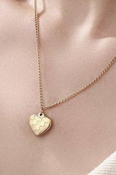 18K Stainless Steel Checker Necklace JOSSLYN by wall to wall- Tilden Co.