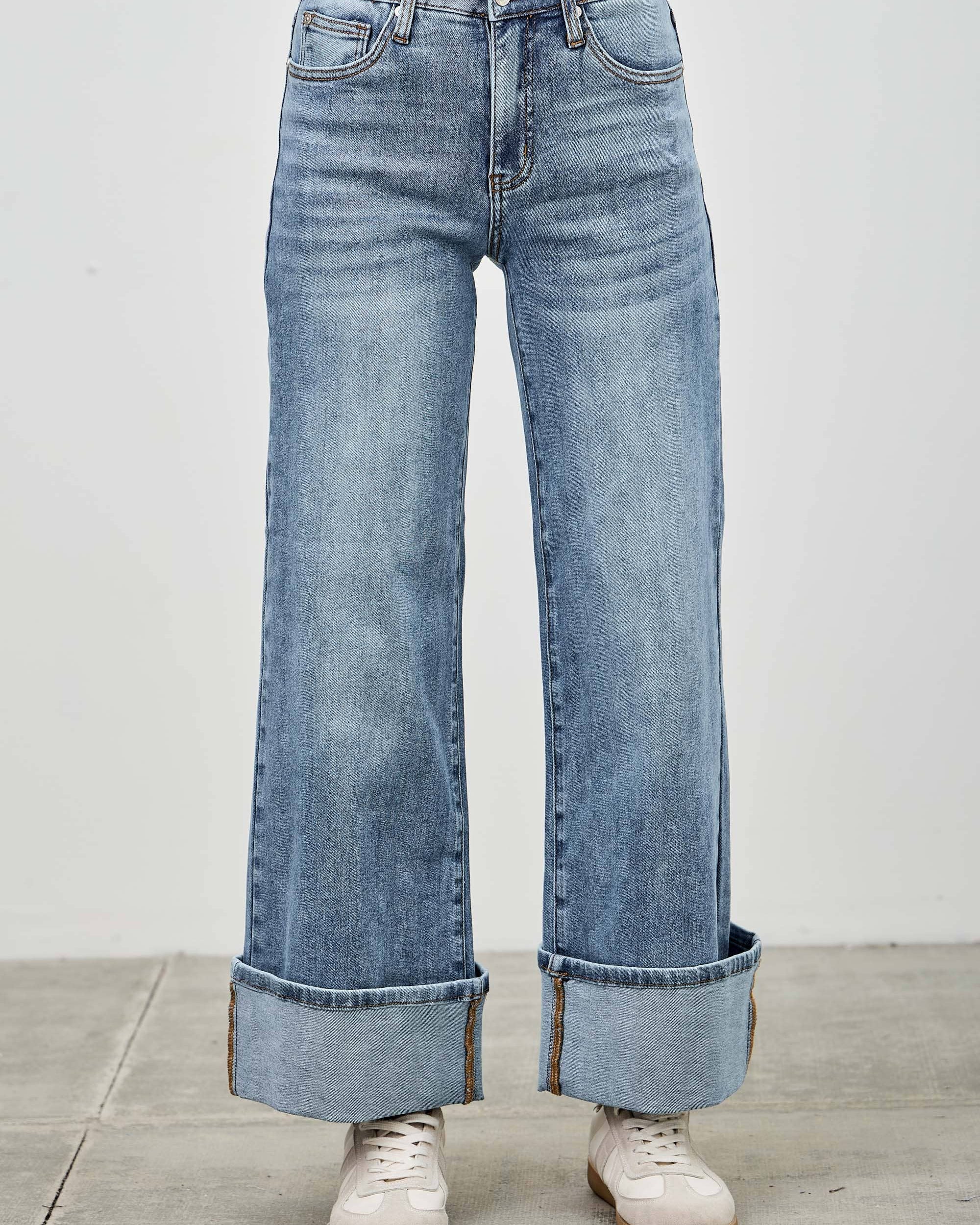 Mid Rise Cuffed Jeans Jeans SAIGE DENIM- Tilden Co.