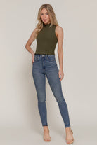 Mock Neck Rib Tank Top Tank Top Active Basic | Active USA- Tilden Co.