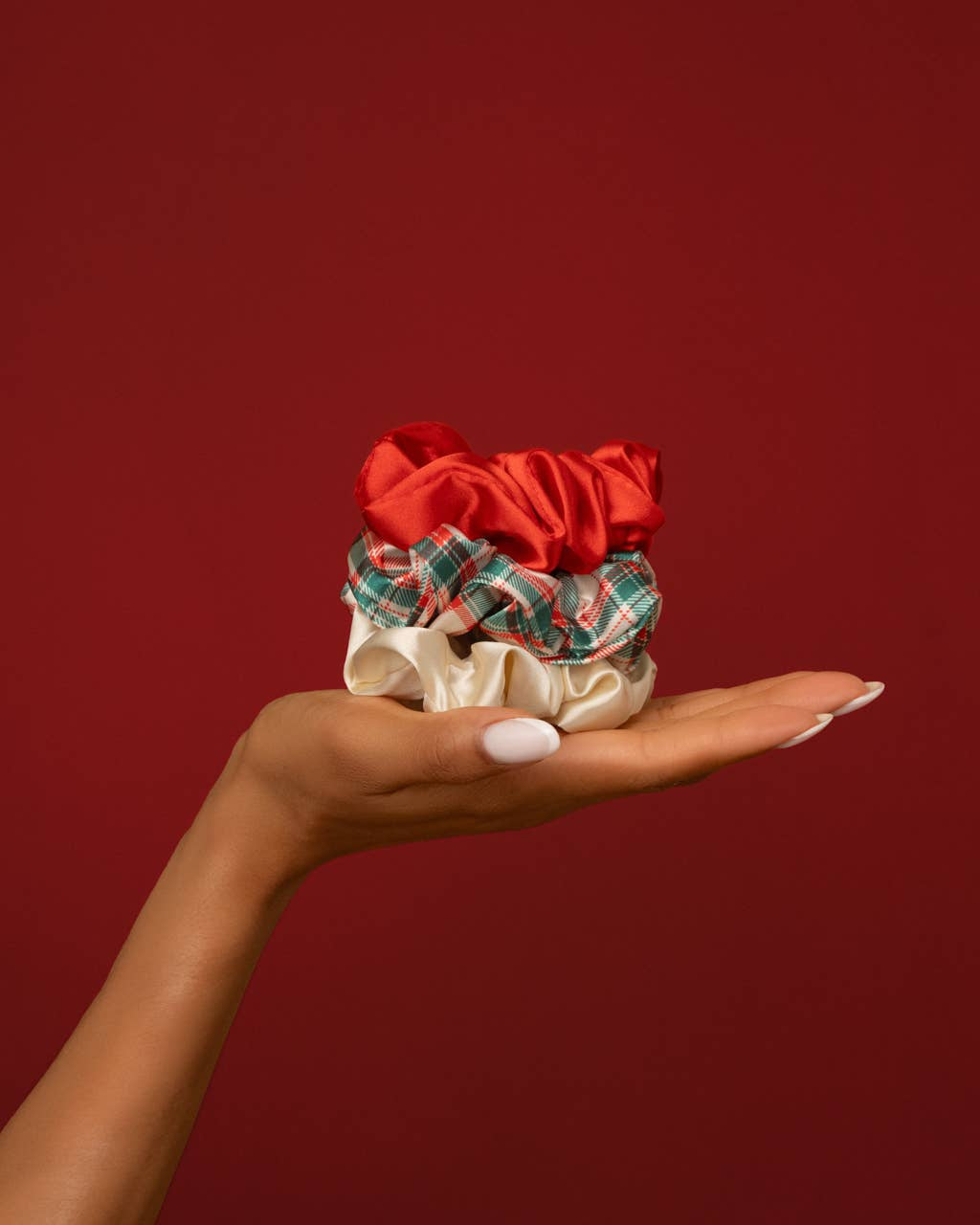 Holiday Scrunchies 3pc Set- Multi-color Hair Accessory KITSCH- Tilden Co.
