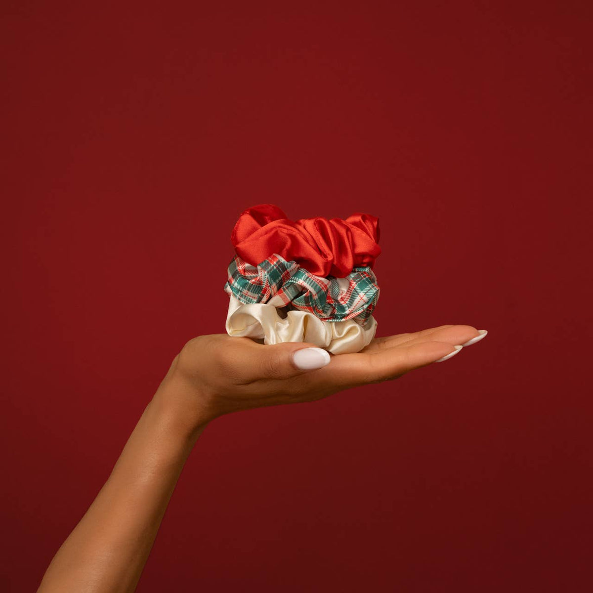 Holiday Scrunchies 3pc Set- Multi-color Hair Accessory KITSCH- Tilden Co.