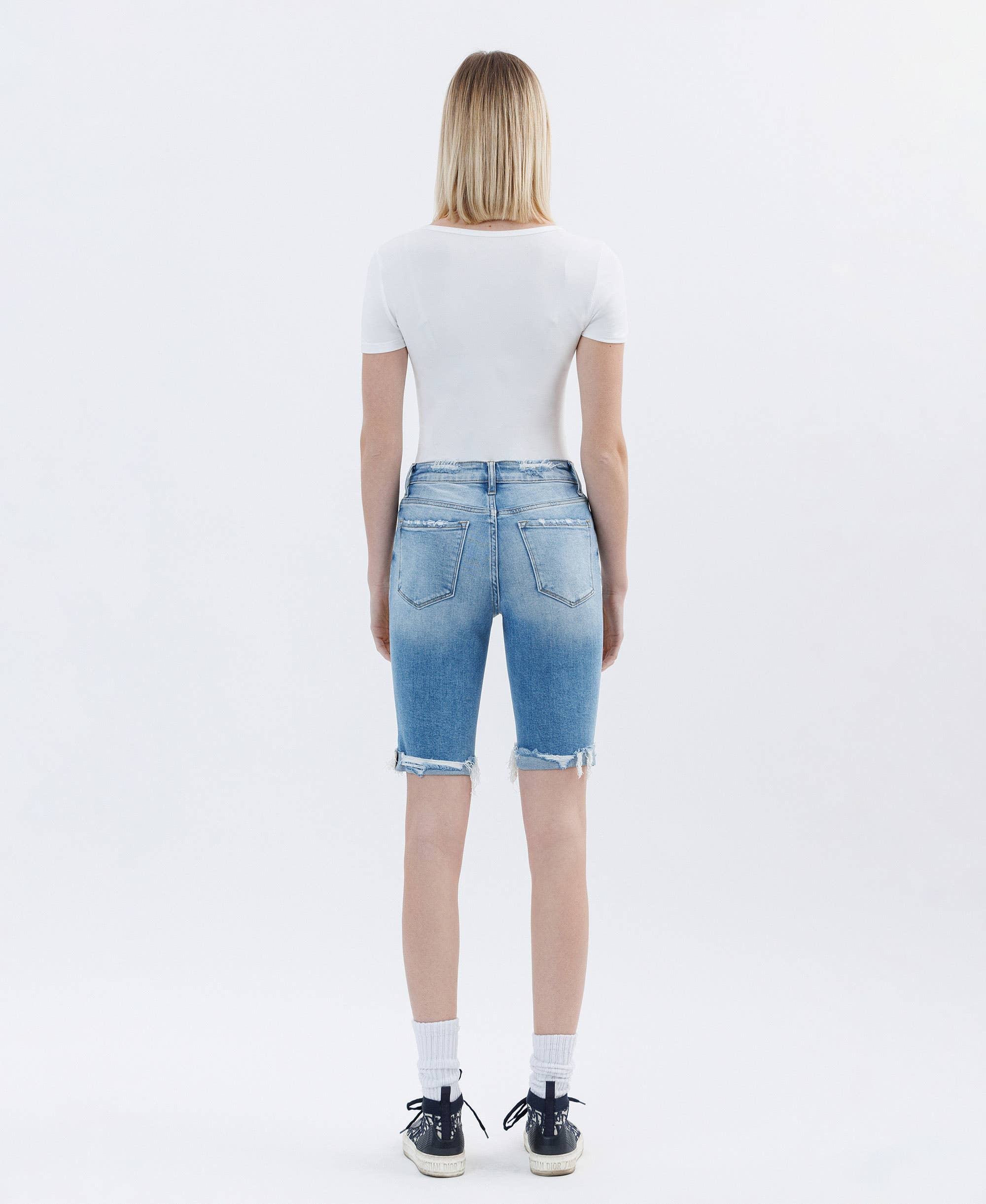 High Rise Raw Hem Bermudas Shorts VERVET by FLYING MONKEY- Tilden Co.