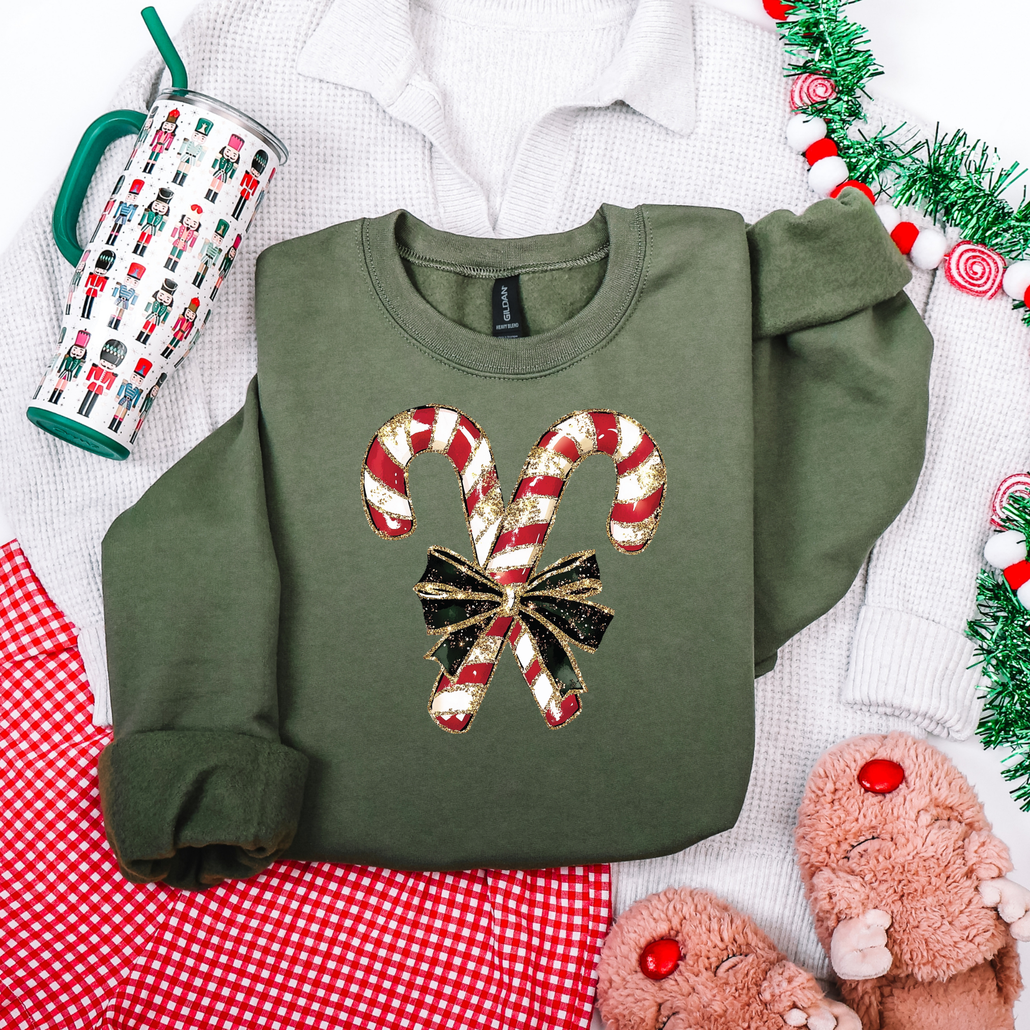 Candy Cane Christmas Graphic Tee and Sweatshirt Womens Ave Shops- Tilden Co.
