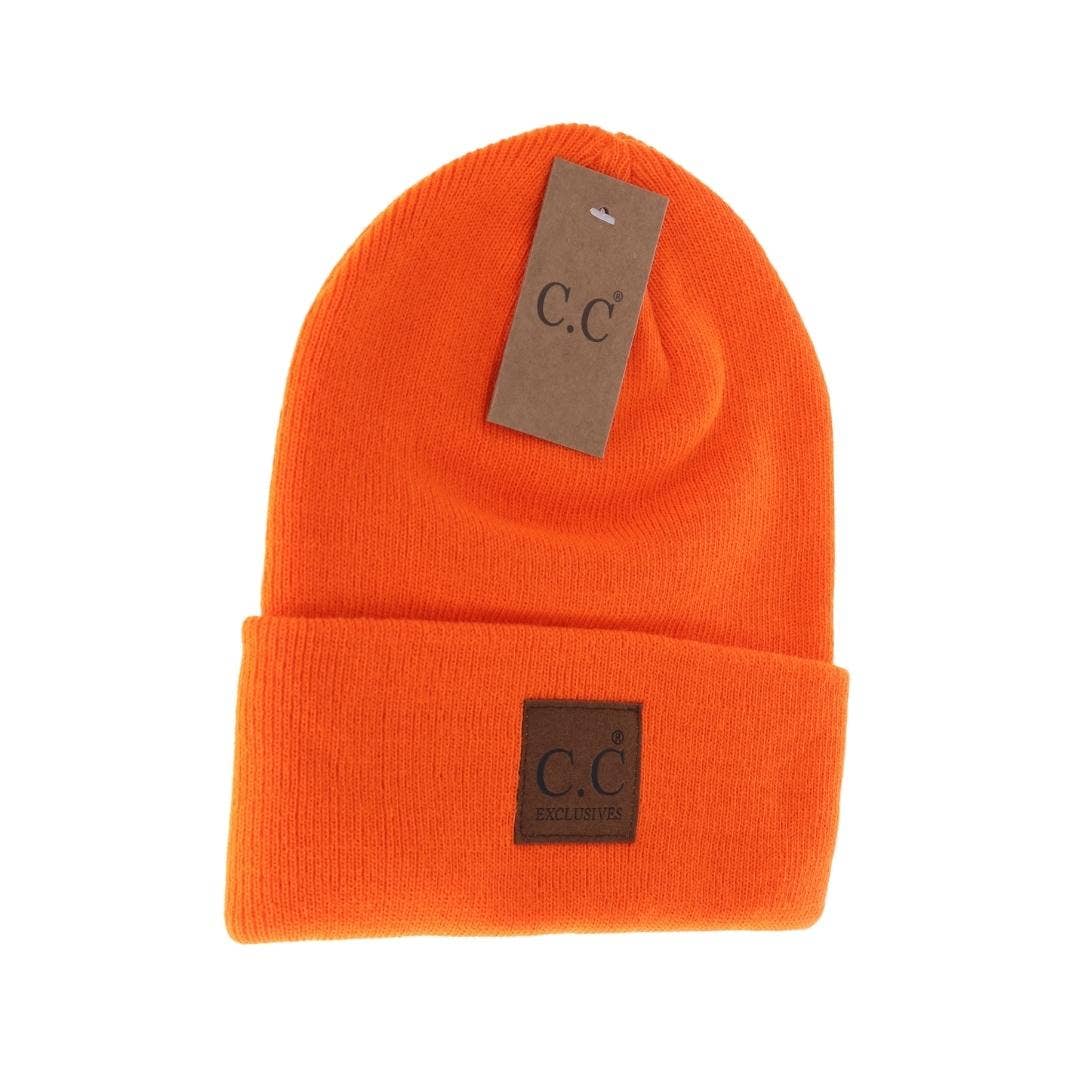 Unisex Classic Oversized Logo CC Beanie Orange Orange  beanie C.C Beanie- Tilden Co.