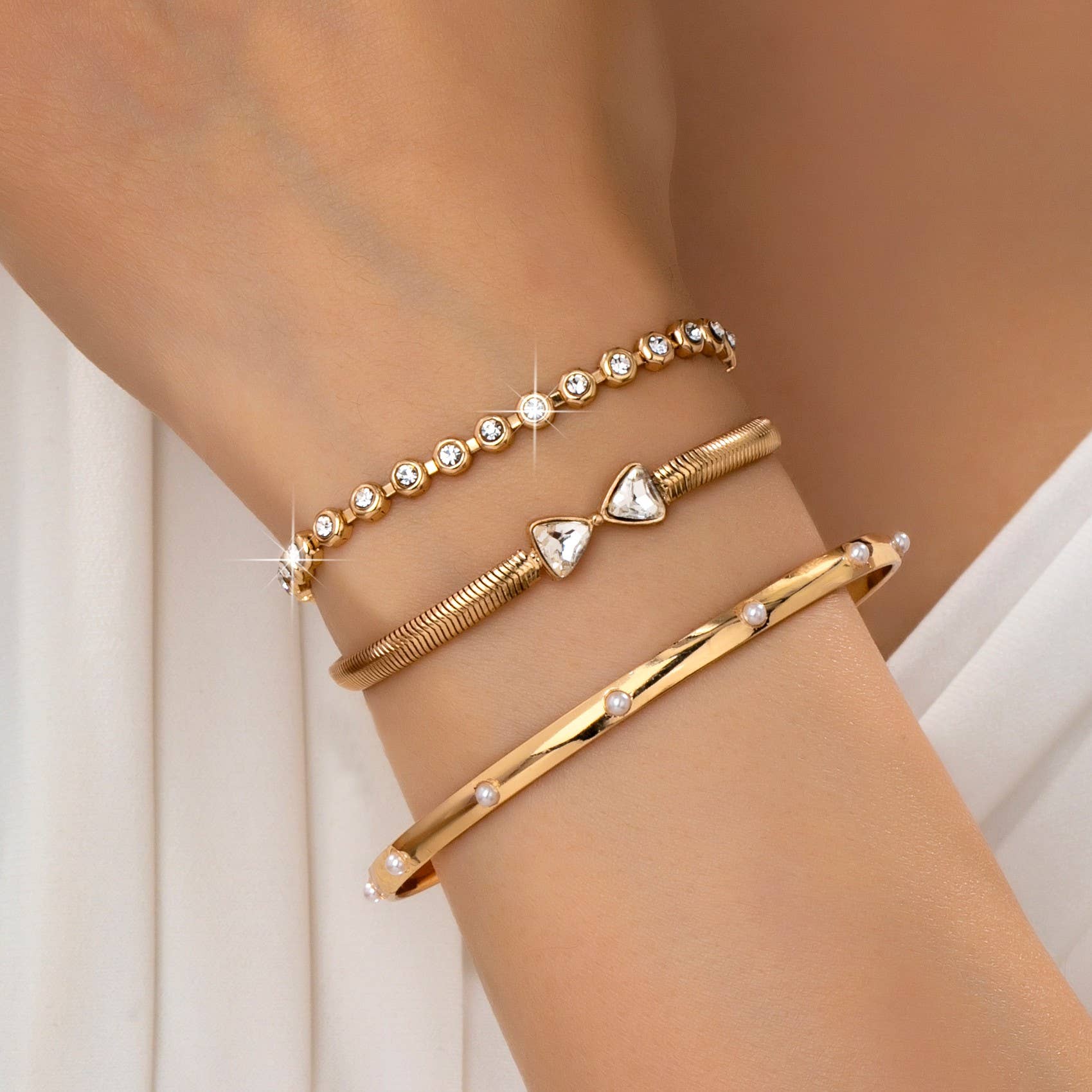 Herringbone Bow & Cuff Bracelet Set | 80B1638 JOSSLYN by wall to wall- Tilden Co.