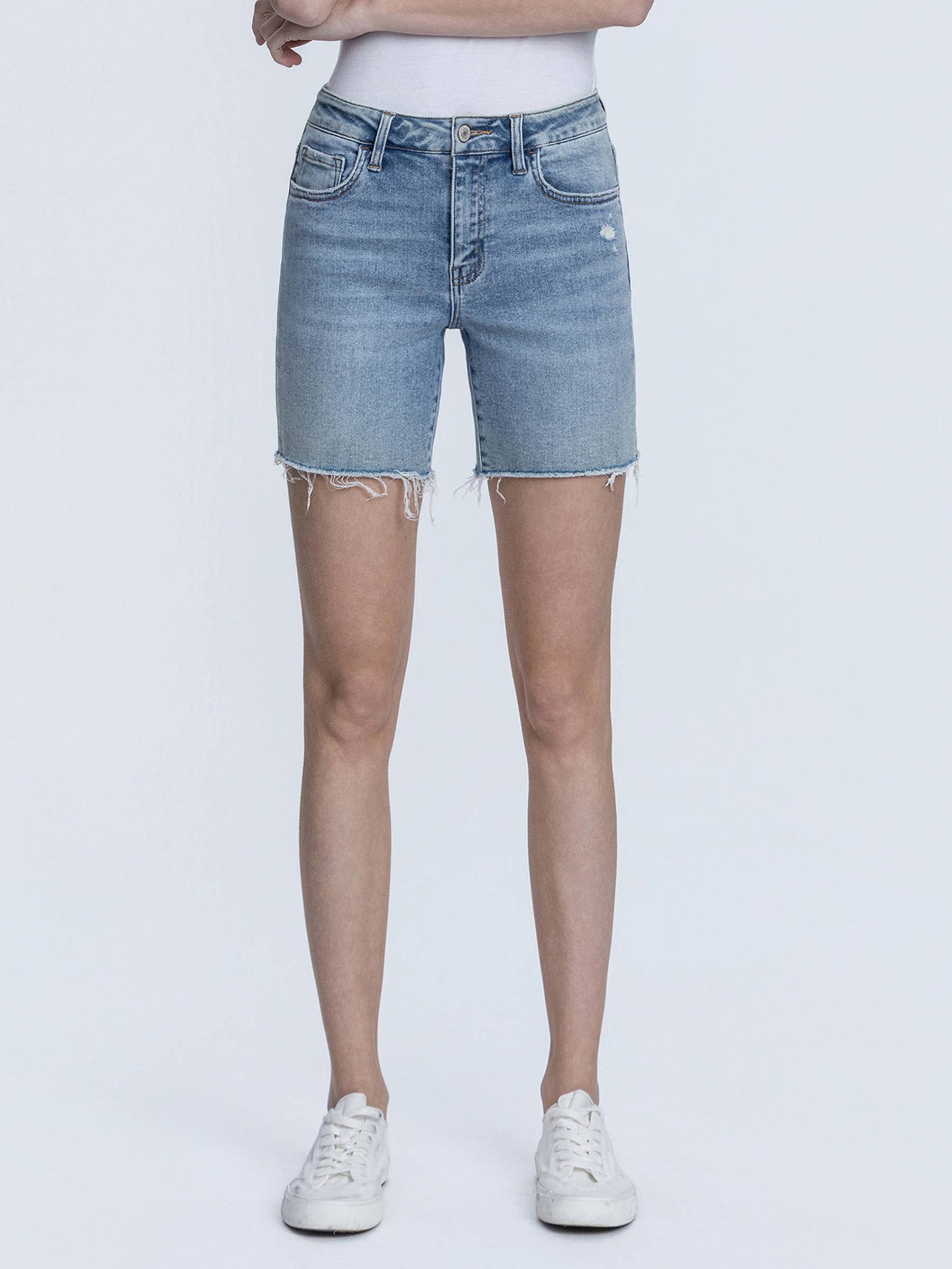 High Rise Raw Hem Midi Shorts Small Small Shorts VERVET by FLYING MONKEY- Tilden Co.