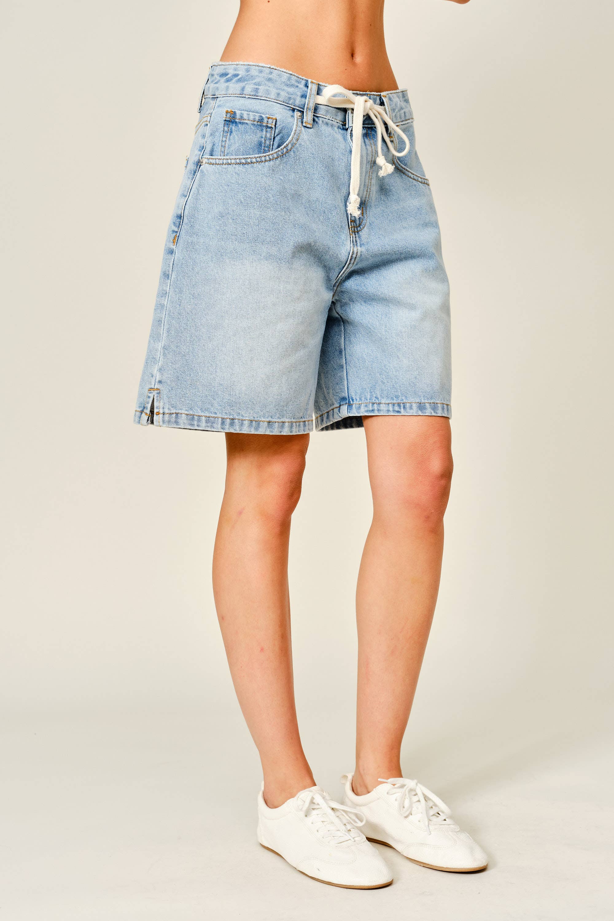 Lt Wash Drawstring Denim Bermudas Bermuda Shorts Aaron & Amber- Tilden Co.